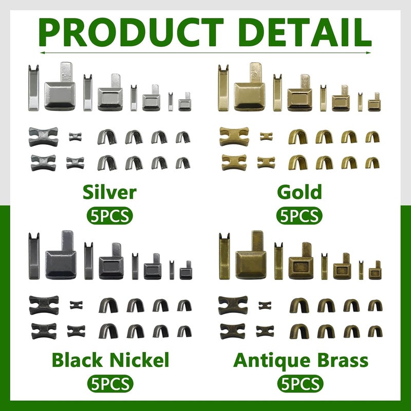SHRJ 80Pcs Metal Insertion Pin Set Zipper Repair Kit Latch Slider Retainer, Zipper Sewing Accessories Open-End Bottom Top Stops for Jacket, Coat, Backpack, Handbag, Jeans, 4 Sizes - Image 3
